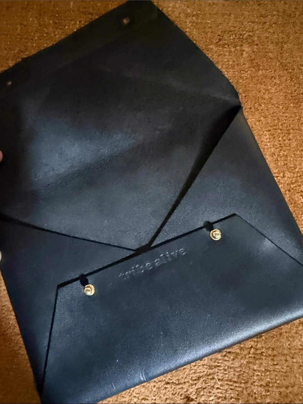 tribe alive LEATHER ENVELOPE CLUTCH IN BLACK